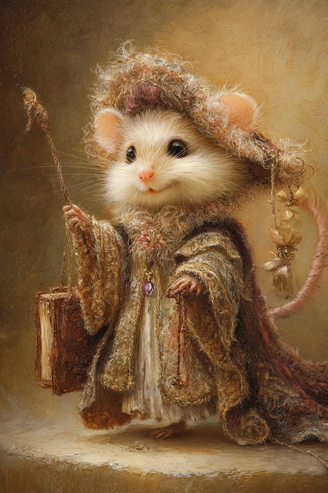 Cute Dormouse Judge Painting Don Maitz Style