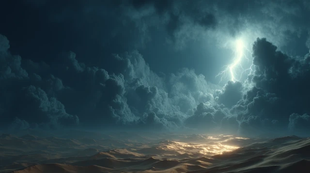 Desert Storm Lightning Night Sky