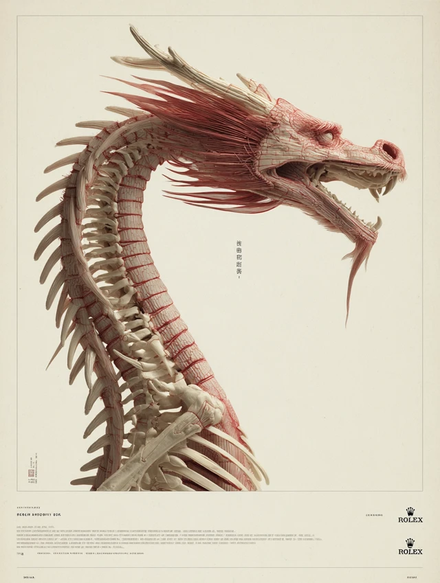 Chinese Dragon Anatomy Poster Realistic Art