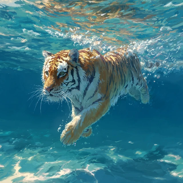 Underwater Tiger A Majestic Aquatic Scene