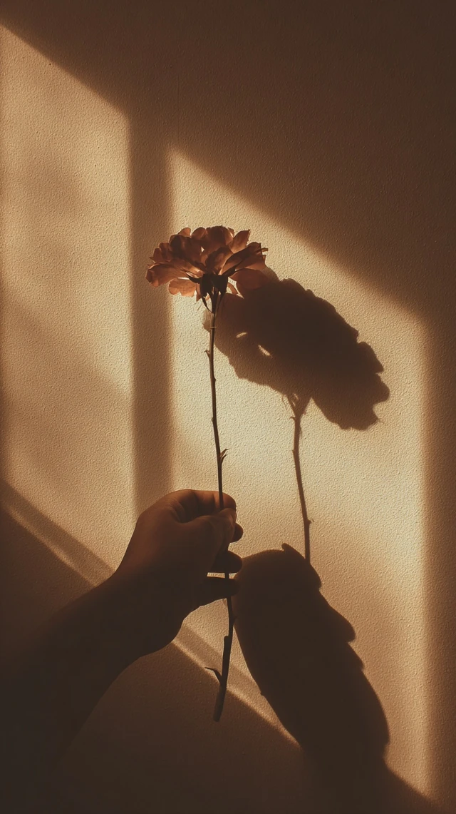 Hand Holding Rose Silhouette Photography