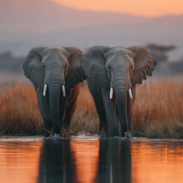 Majestic Elephants Golden Hour Wildlife Photography