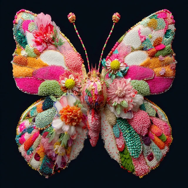 Colorful Butterfly Art on Black Background