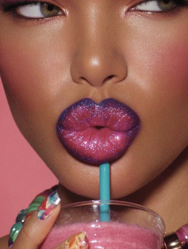 Glamorous Lips and Nails Fashion Beauty