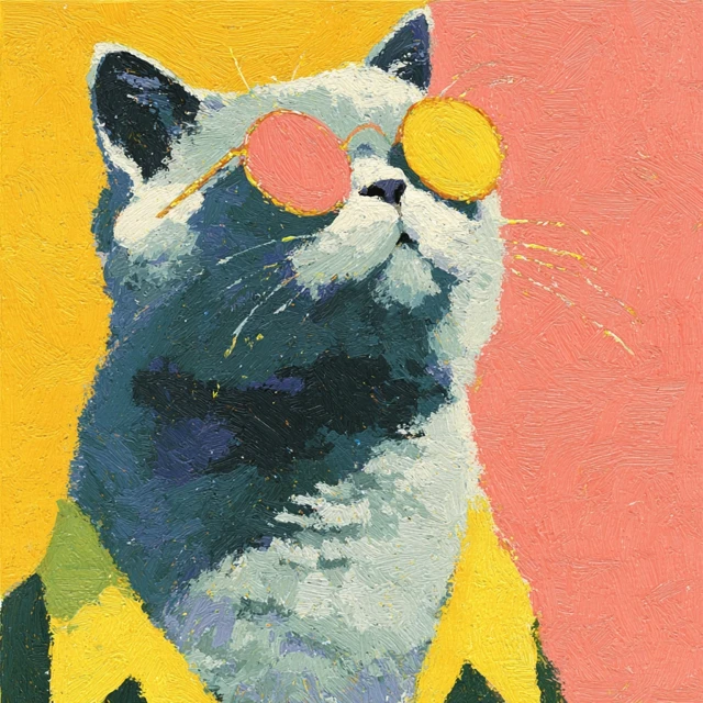Cool Cat Portrait with Sunglasses Abstract Art