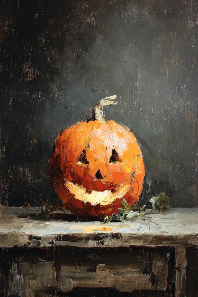 Vintage Halloween Pumpkin Painting
