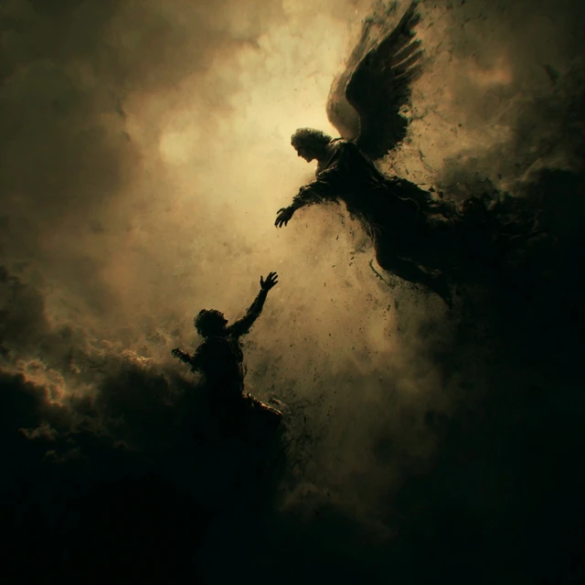 Fallen Angel Reaching Skyward Classic Artwork
