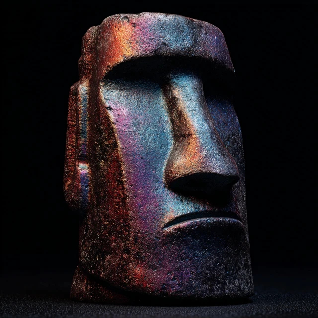 Metallic Easter Island Head Photorealistic