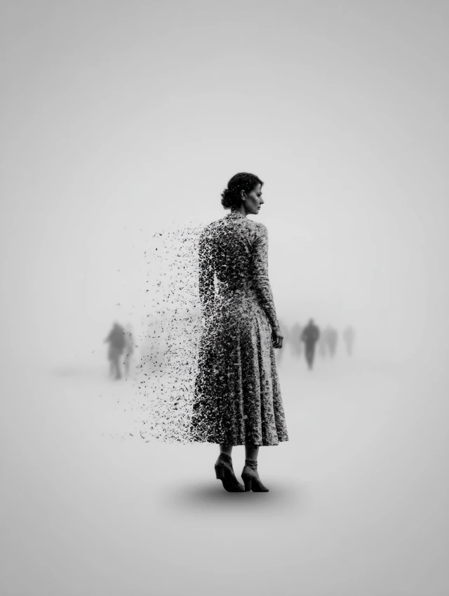 Woman Dissolving in Void: Emotional Emptiness