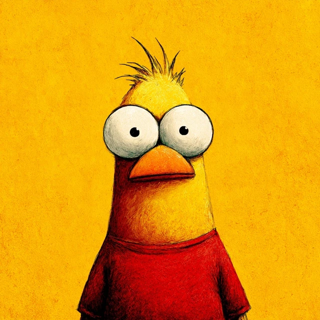 Funny Chicken Illustration Cartoon Character