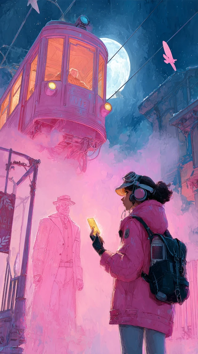 Cyberpunk Anime Girl Neon Train Platform