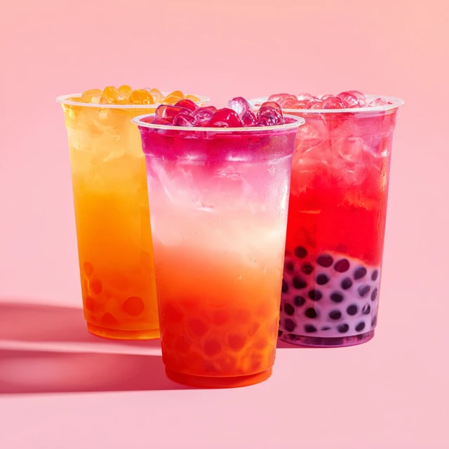Colorful Boba Tea Drinks Refreshing Summer Beverages