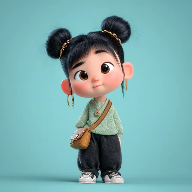 Asian Baby Girl Character Illumination Style