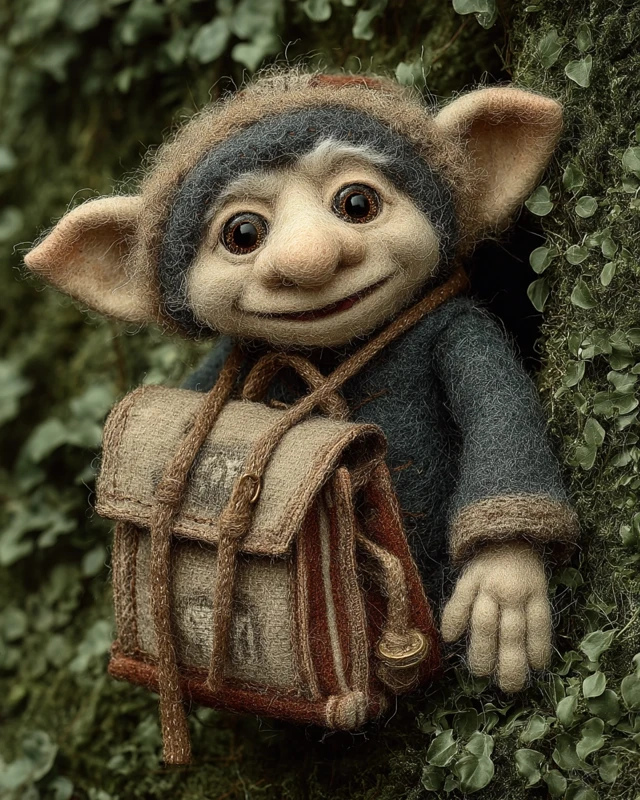Felt Goblin Thief with Loot Backpack