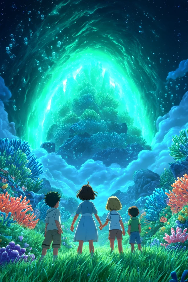 Children and Portal to Underwater Fantasy World
