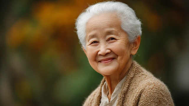 Smiling Elderly Asian Woman Photography Portrait