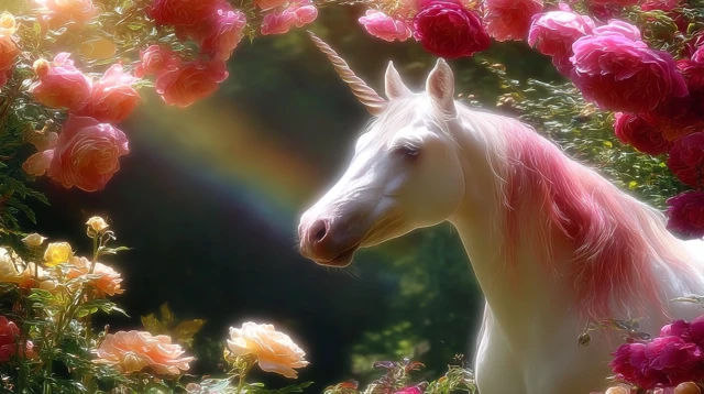 Unicorn in a Magical Forest Photorealistic HD