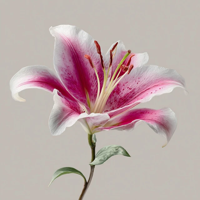 Blooming Lily Flower Botanical Illustration