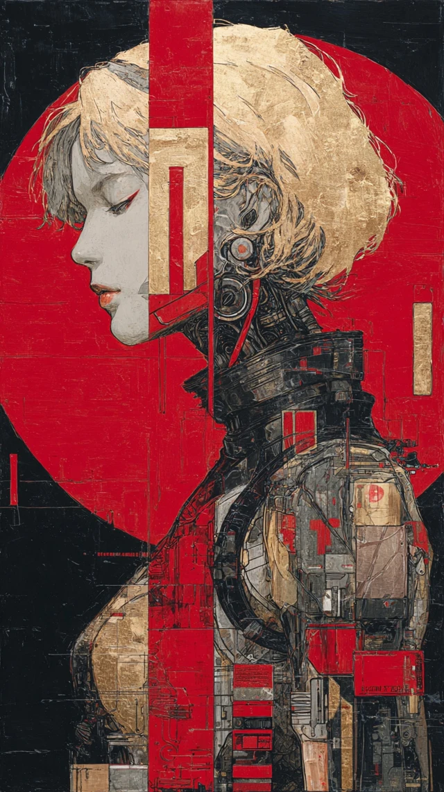 Cyberpunk Woman Mechanical Armor Art