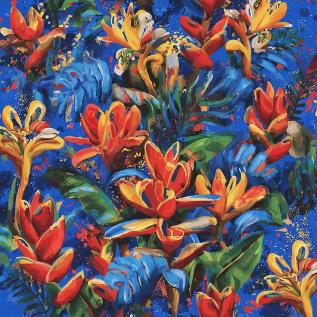 Fauvism Tropical Flower Pattern High Resolution