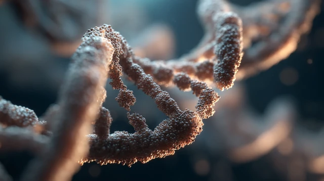 DNA Strand Digital Visualization Close Up