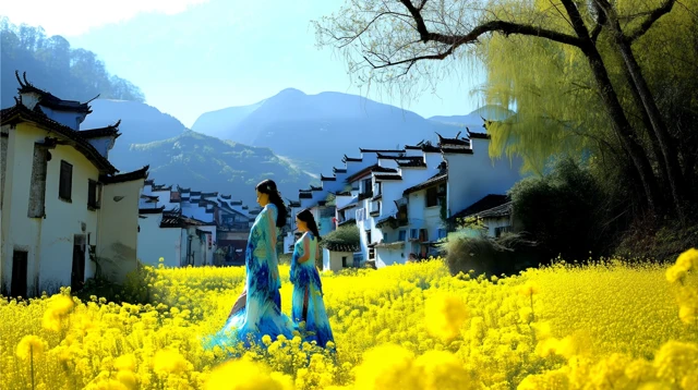 Wuyuan Hongling Village Spring Scene