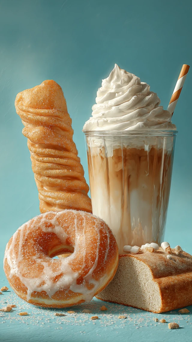 Unhealthy Food Overload Donut Coffee Bread