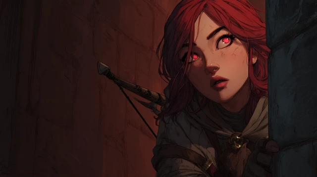 DnD Rogue Character Art Red Haired Assassin