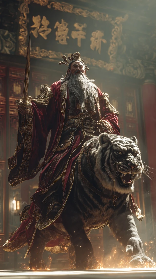 Zhang Tianshi Taoist Master Riding Tiger 3D