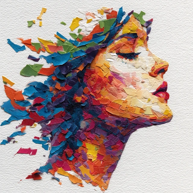 Paper Portrait Colorful Woman Art