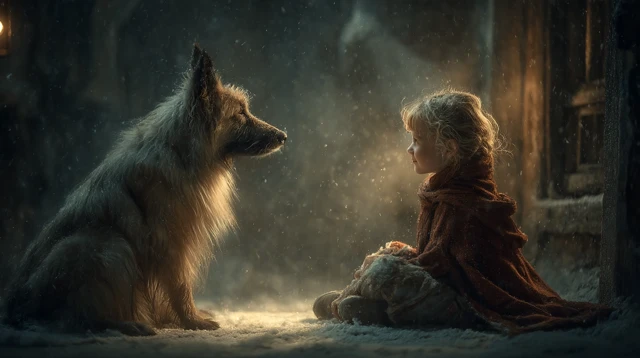 Girl and Dog in Snow A Winter Wonderland
