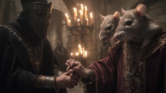 Medieval Rats Under Arrest Dark Cinematic Scene