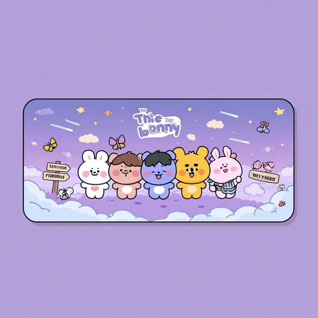 BT21 Desk Mat The Journey Cute Cartoony Design