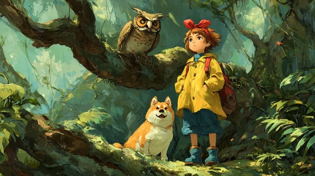 Magical Forest Scene Studio Ghibli Style