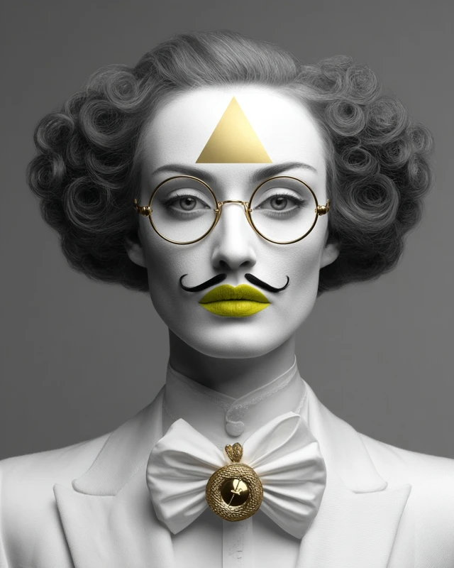 Avant Garde Fashion Portrait with Green Glasses