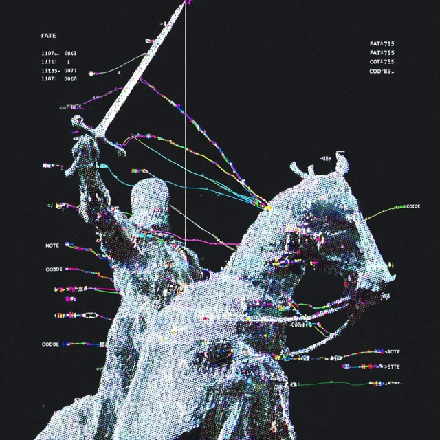 ASCII Knight Glitch Art Fantasy
