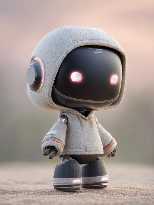 Cute Robot in Hoodie 3D Rendering Portrait