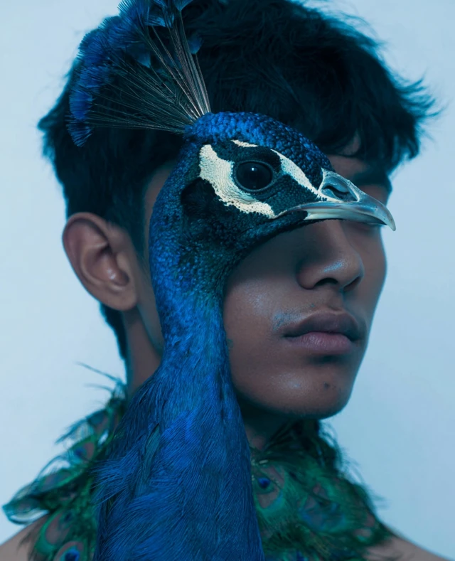 Indonesian Man Peacock Portrait Photography