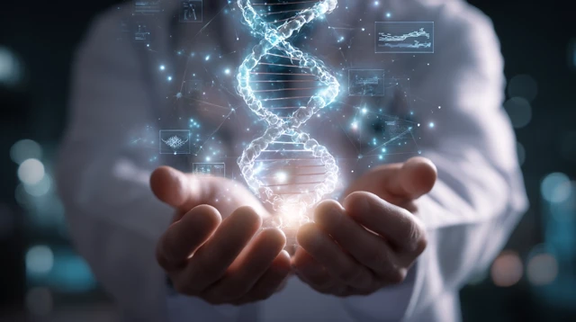Doctor Holding DNA Structure Medical Science
