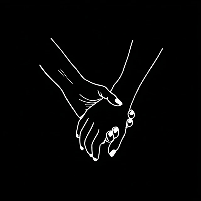 Hands Holding Logo Simple Line Art
