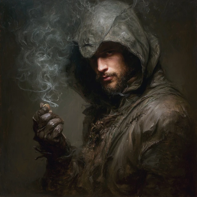 Shadowy Pirate Thief Baroque Oil Painting