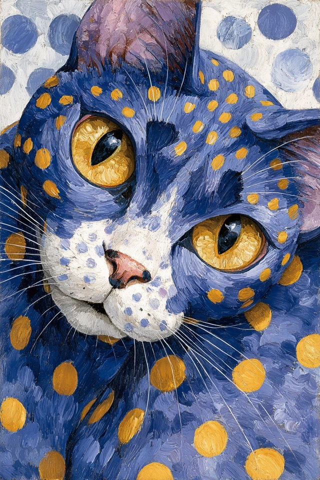 Abstract Cat Painting Yayoi Kusama Style