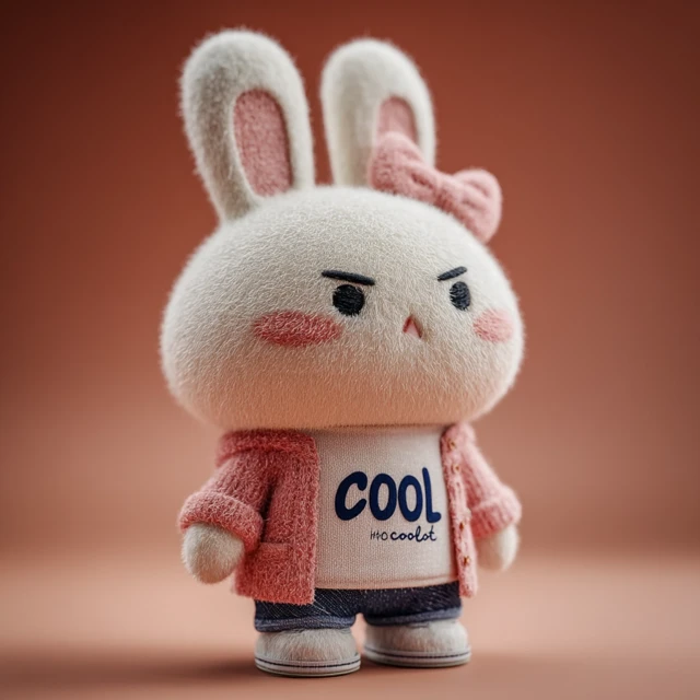 Cute Rabbit in Pink with Cool Outfit 3D Render