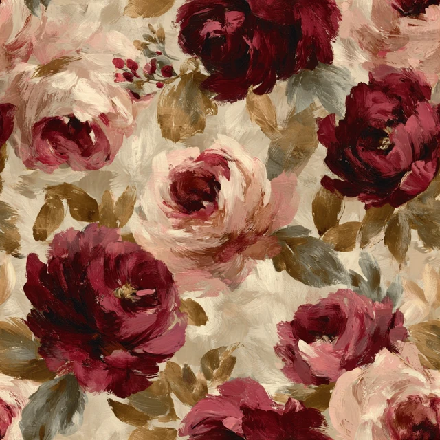 Seamless Rose Pattern Hand Painted Oil Painting