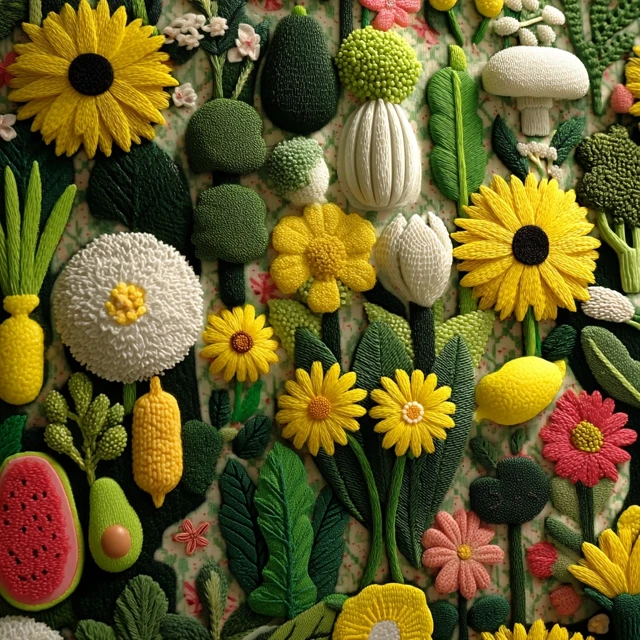 Embroidered Cute Vegetable and Flower Patches