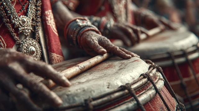 Traditional Odia Musicians Drumming at Ratha Yatra