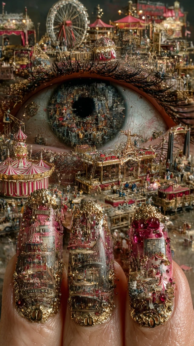 Surreal Nail Art Circus Dreamlike Portrait