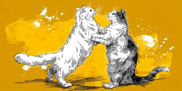 Dancing Cats Art Illustration Ralph Steadman Style