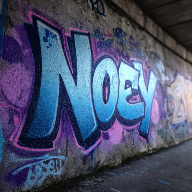 Noey Graffiti Art Blues and Purples