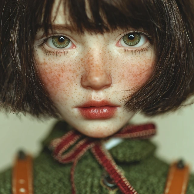 Androgynous BJD Doll with Brown Eyes and Freckles